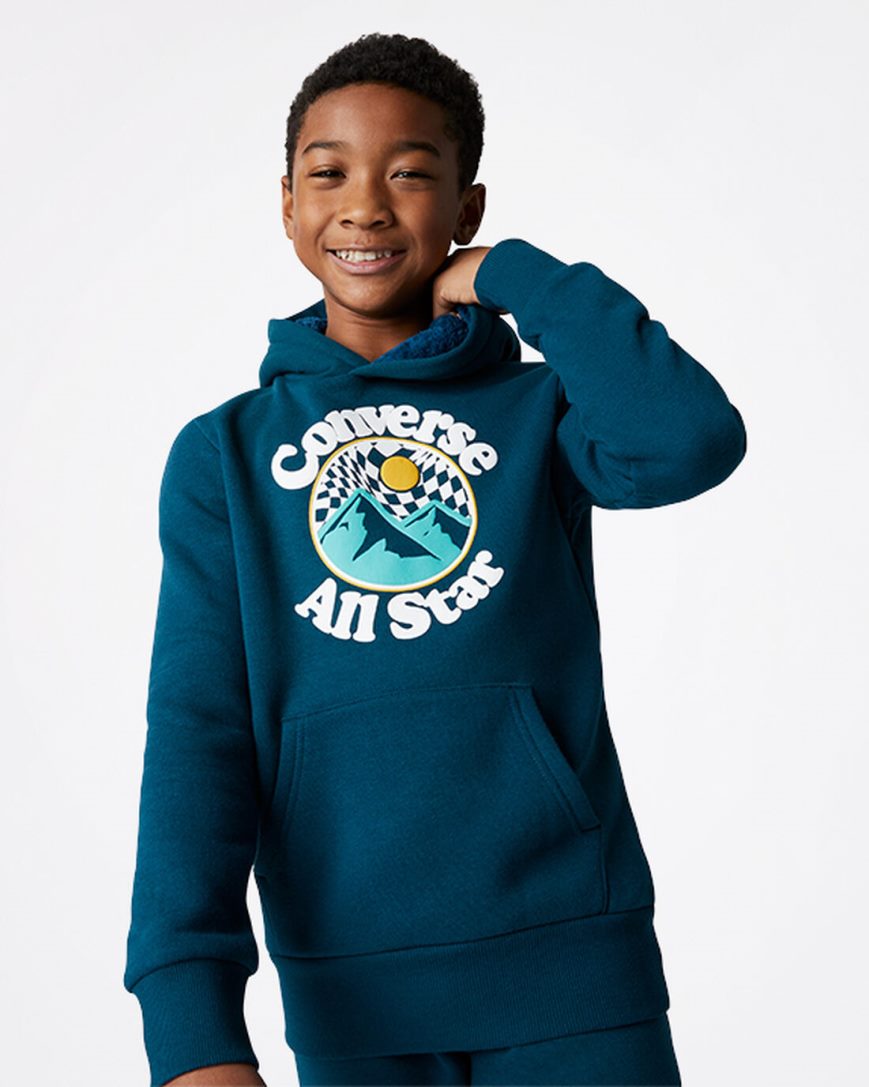 Mikiny S Kapucňou Converse Into The Wild Fleece Pullover Chlapcenske Modre | SK ECISY4